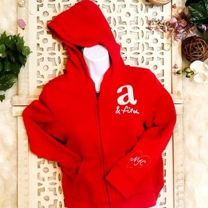 Abercrombie Kids red hooded zip sweatshirt 13/14